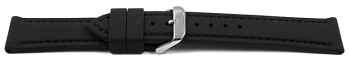 Bracelet montre à dégagement rapide noir avec coutures noires en silicone 18mm 20mm 22mm 24mm