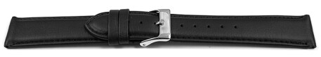Bracelet de montre VEGAN en grain noir légèrement rembourré 12-22 mm
