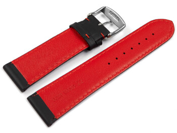 Bracelet de montre en cuir perforé two-colors noir-rouge 18mm 20mm 22mm