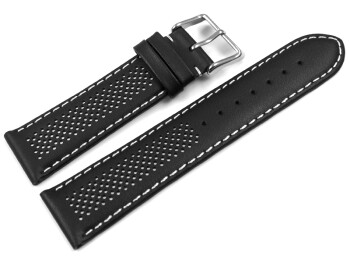 Bracelet de montre en cuir perforé two-colors noir-blanc 18mm 20mm 22mm
