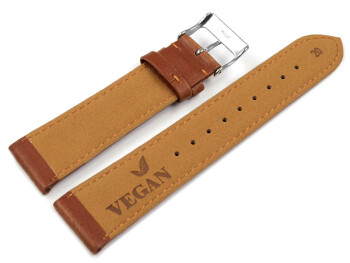Bracelet de montre VEGAN en grain marron clair...