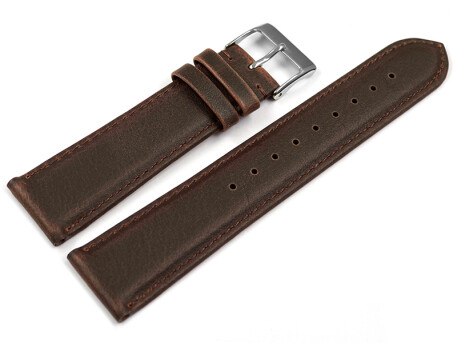 Bracelet de montre VEGAN en grain marron foncé...