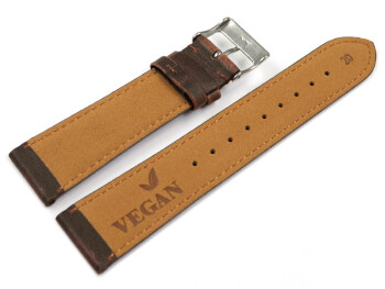 Bracelet de montre VEGAN en grain marron foncé légèrement rembourré 12-22 mm