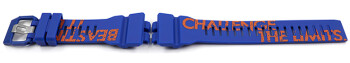 Bracelet montre Casio résine bleue GBA-800DG-2A écritures oranges