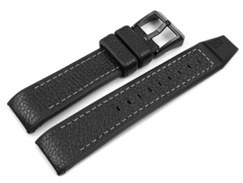 Bracelet de montre Festina F16289, cuir, noir, couture blanche