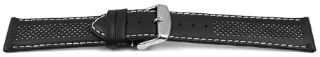 Bracelet de montre à dégagement rapide en cuir perforé two-colors noir-blanc 18mm 20mm 22mm