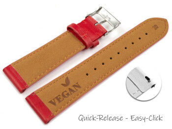 Bracelet de montre à dégagement rapide VEGAN en grain rouge légèrement rembourré 12-22 mm