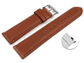 Bracelet de montre à dégagement rapide VEGAN en grain marron clair légèrement rembourré 12-22 mm