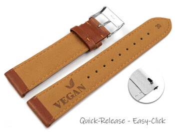 Bracelet de montre à dégagement rapide VEGAN en grain marron clair légèrement rembourré 12-22 mm