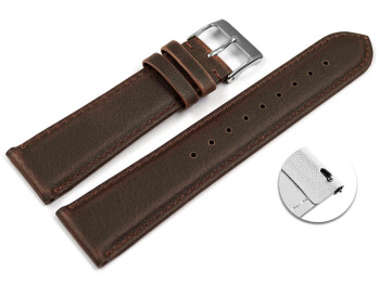 Bracelet de montre à dégagement rapide VEGAN en grain marron foncé légèrement rembourré 12-22 mm