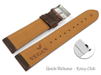 Bracelet de montre à dégagement rapide VEGAN en grain marron foncé légèrement rembourré 12-22 mm