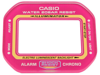 Verre de rechange Casio DW-5600TB-4B verre minéral avec bord de couleur rose vif