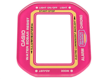 Verre de rechange Casio DW-5600TB-4B verre minéral avec bord de couleur rose vif