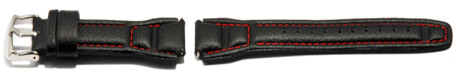 Bracelet de montre Casio p.AQF-102WL-4, cuir, noir,couture rouge