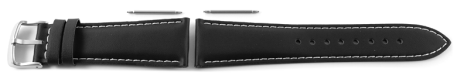 Bracelet de montre Casio pour EF-509L-1AV, cuir, noir, coutres blanches