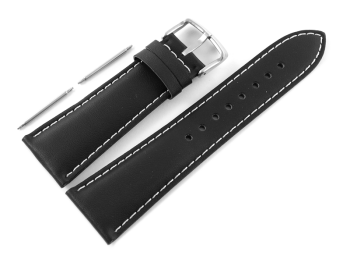 Bracelet de montre Casio pour EF-509L-1AV, cuir, noir, coutres blanches