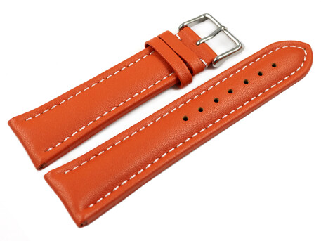 Bracelet montre cuir lisse orange wN 18mm 20mm 22mm 24mm...