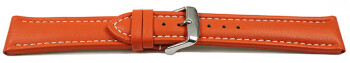 Bracelet montre cuir lisse orange wN 18mm 20mm 22mm 24mm...