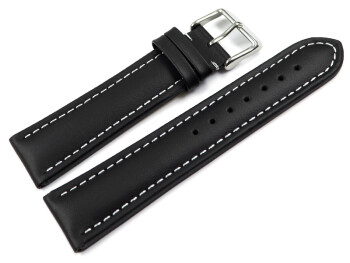 Bracelet montre cuir lisse noir wN 18mm 20mm 22mm 24mm 26mm 28mm