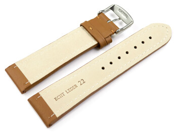 Bracelet montre cuir lisse marron clair 18mm 20mm 22mm...
