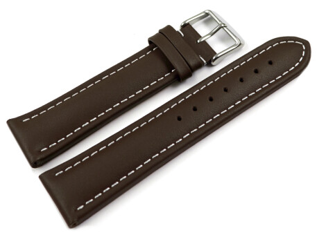 Bracelet montre cuir lisse marron foncé wN 18mm...