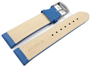 Bracelet montre cuir lisse bleu 18mm 20mm 22mm 24mm 26mm 28mm