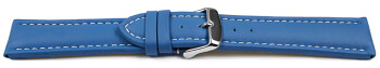 Bracelet montre cuir lisse bleu wN 18mm 20mm 22mm 24mm 26mm 28mm
