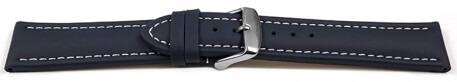 Bracelet montre cuir lisse bleu foncé wN 18mm 20mm 22mm 24mm 26mm 28mm