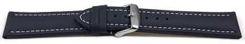 Bracelet montre cuir lisse bleu foncé wN 18mm 20mm...
