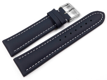 Bracelet montre cuir lisse bleu foncé wN 18mm 20mm 22mm 24mm 26mm 28mm