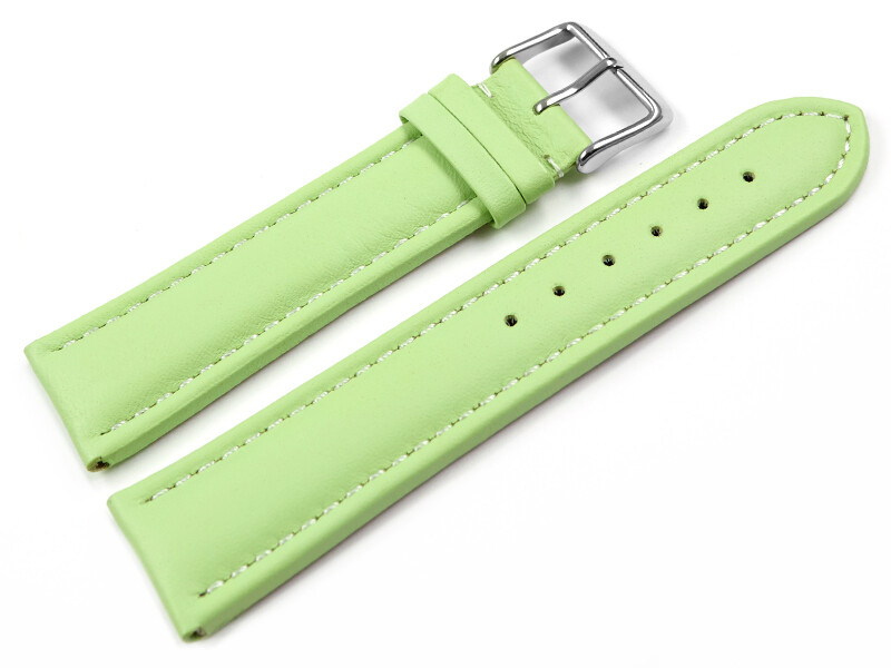 Bracelet De Montre En Cuir Lisse Couleur Pistache - Largeurs 18mm à 28mm - Marque Watchband Berlin - Neuf