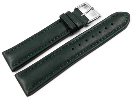 Bracelet montre cuir lisse vert foncé 18mm 20mm...