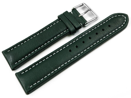 Bracelet montre cuir lisse vert foncé wN 18mm 20mm...