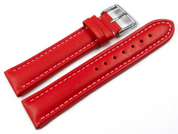 Bracelet montre cuir lisse rouge wN 18mm 20mm 22mm 24mm 26mm 28mm