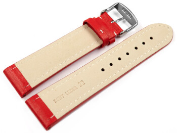 Bracelet montre cuir lisse rouge wN 18mm 20mm 22mm 24mm...
