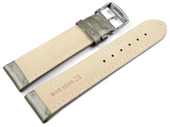 Bracelet montre cuir lisse gris foncé 18mm 20mm...