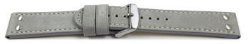Bracelet de montre - buffle deau - à rivets - gris clair