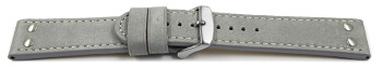 Bracelet de montre - buffle deau - à rivets - gris...