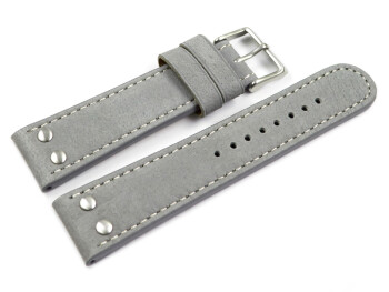 Bracelet de montre - buffle deau - à rivets - gris clair