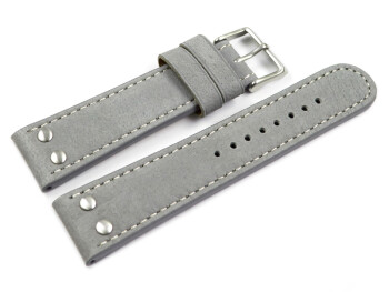 Bracelet de montre - buffle deau - à rivets - gris...