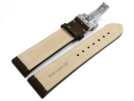 Bracelet de montre - cuir de veau lisse - marron - XXL