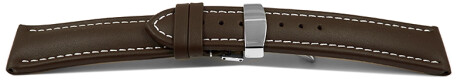 Bracelet de montre - cuir de veau lisse - marron - XL