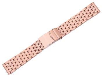 Bracelet montre acier inox massif-7 mailles-plaqué or rose-18, 20mm