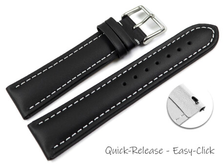 Bracelet montre changement rapide cuir lisse noir wN 18mm...