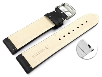 Bracelet montre changement rapide cuir lisse noir wN 18mm...