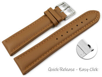 Bracelet montre changement rapide cuir lisse marron clair 18mm 20mm 22mm 24mm 26mm