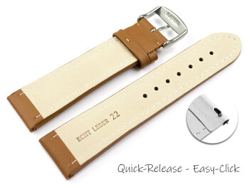 Bracelet montre changement rapide cuir lisse marron clair 18mm 20mm 22mm 24mm 26mm