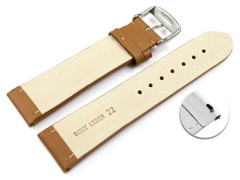 Bracelet montre changement rapide cuir lisse marron clair...