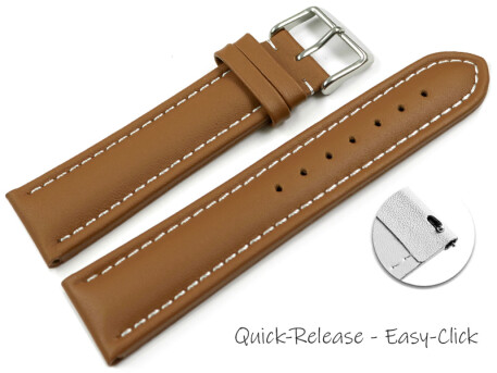 Bracelet montre changement rapide cuir lisse marron clair...