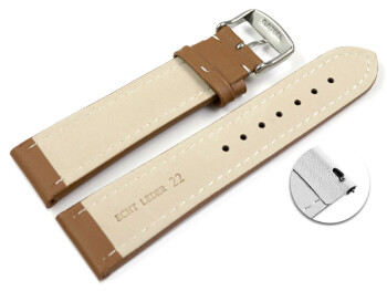 Bracelet montre changement rapide cuir lisse marron clair...